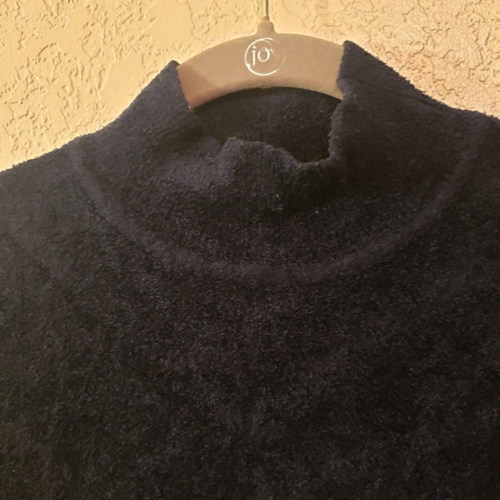 Women's Black Mock Neck Nylon/Spandex Terry Feel Sweater Size Large - Picture 2 of 8